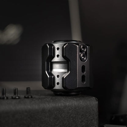 EDC Pendant – MUYI Sonic Mecha Bead | Stainless Steel Zirconium Blackened Titanium Damasteel Knife Bead