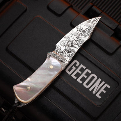 Multi Tool – New Play Liu Guang | BlueTongue Damascus Mother of Pearl EDC Knife