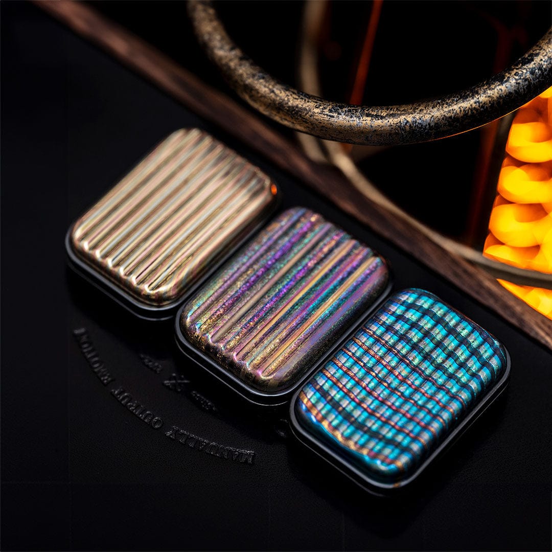 Fidget Slider EDC – Osseous Point Studio Travel | Titanium PEEK Zirconium Mokuti Damascus Push Slider