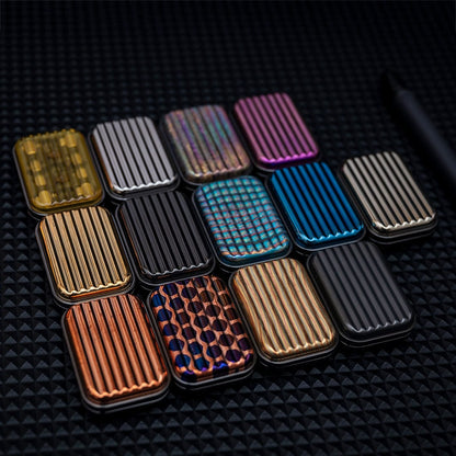 Fidget Slider EDC – Osseous Point Studio Travel | Titanium PEEK Zirconium Mokuti Damascus Push Slider