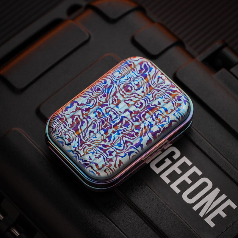Fidget Slider EDC – Osseous Point Studio Travel | Titanium PEEK Zirconium Mokuti Damascus Push Slider