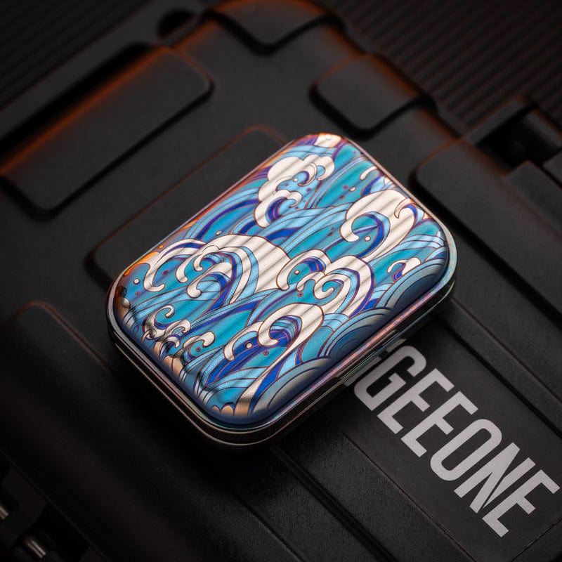 Fidget Slider EDC – Osseous Point Studio Travel | Titanium PEEK Zirconium Mokuti Damascus Push Slider