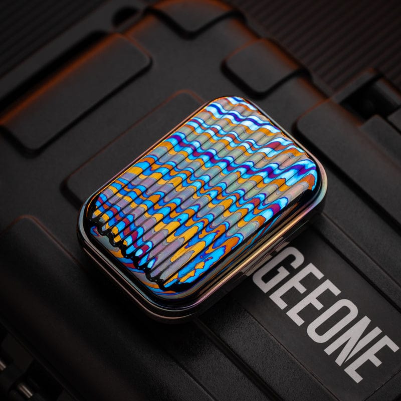 Fidget Slider EDC – Osseous Point Studio Travel | Titanium PEEK Zirconium Mokuti Damascus Push Slider