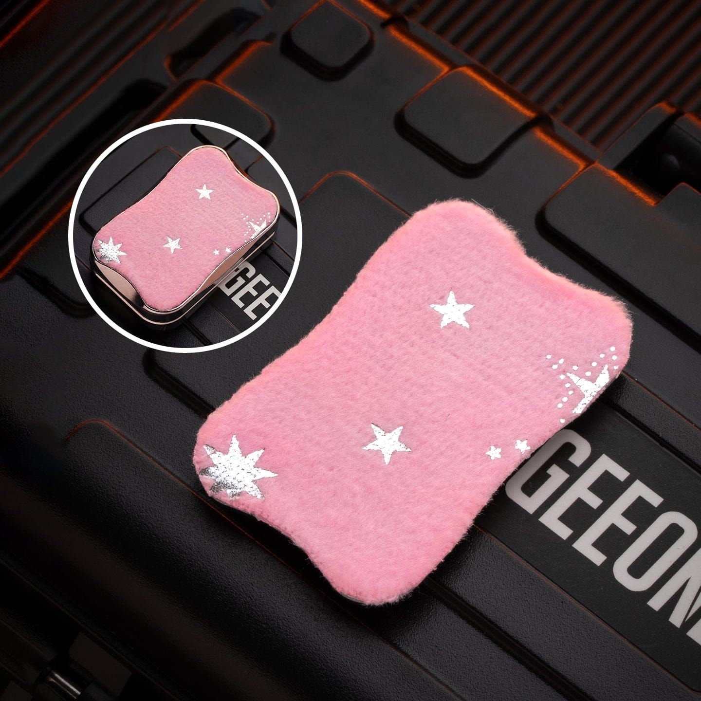 EDC Slider – Peacock Aura Sand | Stainless Steel Titanium Zirconium Sand Push Slider
