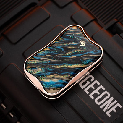 EDC Slider – Peacock Aura Sand | Stainless Steel Titanium Zirconium Sand Push Slider