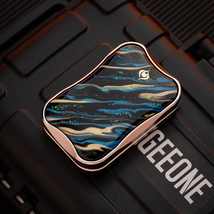 EDC Slider – Peacock Aura Sand | Stainless Steel Titanium Zirconium Sand Push Slider