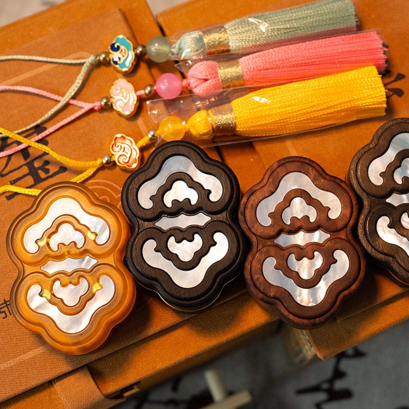 Fidget Slider – RUMU Yun Xi | Mother of Pearl Silver Foil Wood EDC Push Slider