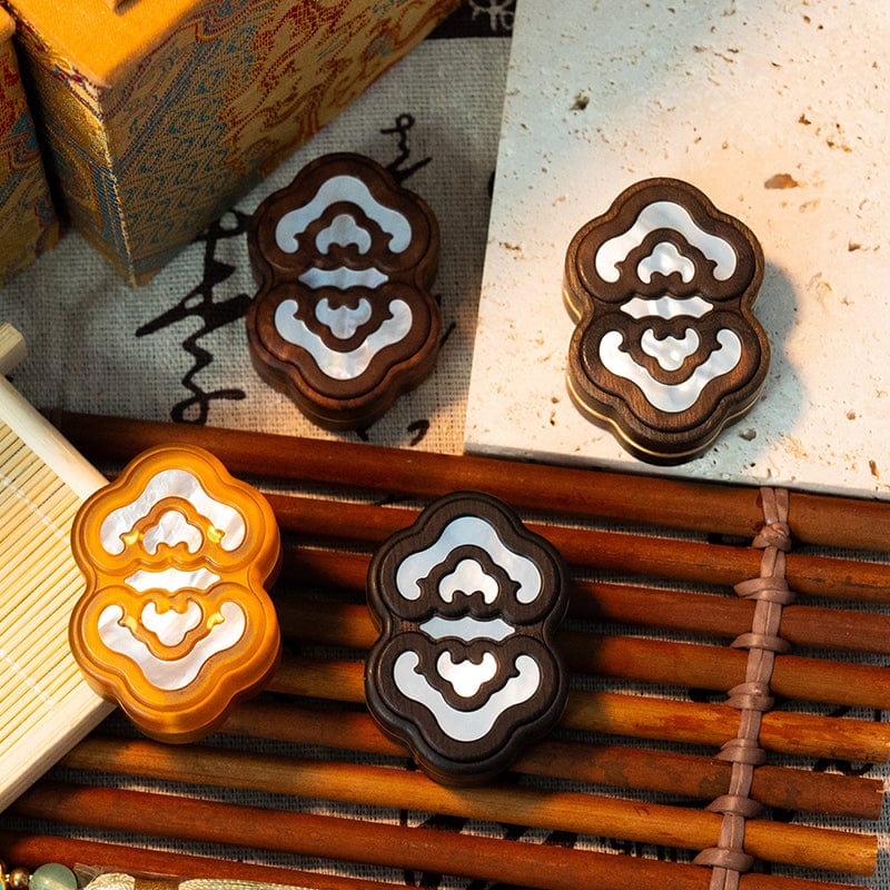 Fidget Slider – RUMU Yun Xi | Mother of Pearl Silver Foil Wood EDC Push Slider