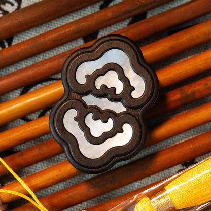 Fidget Slider – RUMU Yun Xi | Mother of Pearl Silver Foil Wood EDC Push Slider