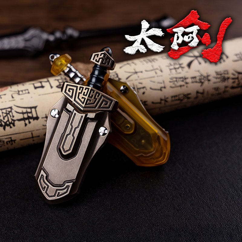 Fidget Slider EDC – WANWU Taia Sword | Zirconium Titanium Bronze PEI Push Slider