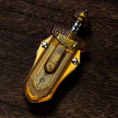 Fidget Slider EDC – WANWU Taia Sword | Zirconium Titanium Bronze PEI Push Slider
