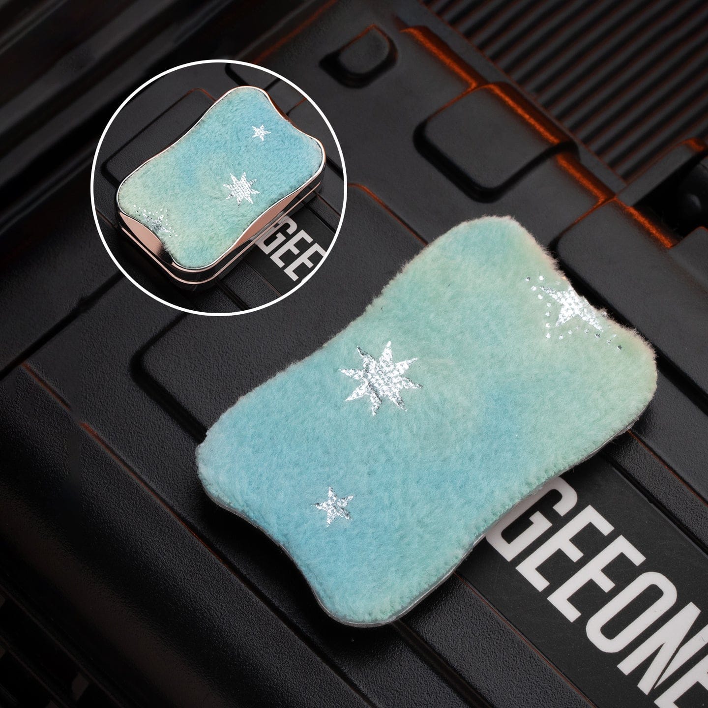 EDC Slider – Peacock Aura Sand | Stainless Steel Titanium Zirconium Sand Push Slider